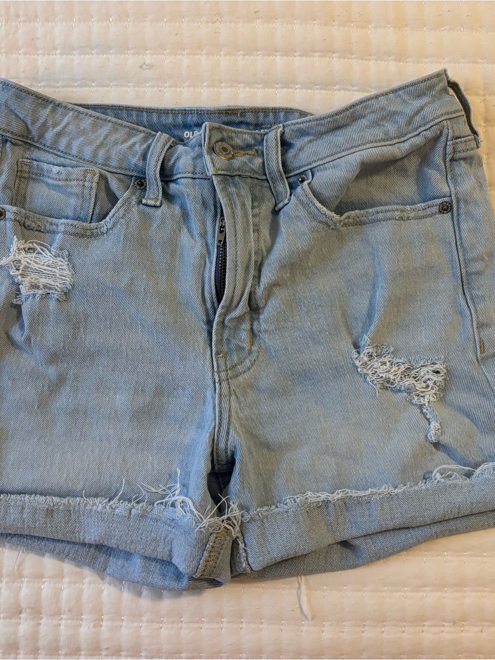Old Navy Light Blue Distressed Denim Roll-Hem Shorts